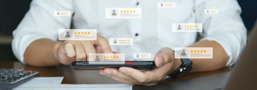 Hands Typing Digital Online Reviews