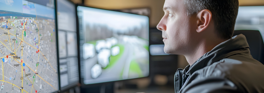 Towing Management Software with a user observing on-screen GPS Fleet Tracking Map