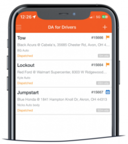 Autura’s Dispatch Anywhere for Drivers mobile application An Apple iPhone showing the Dispatch Anywhere for Drivers mobile application